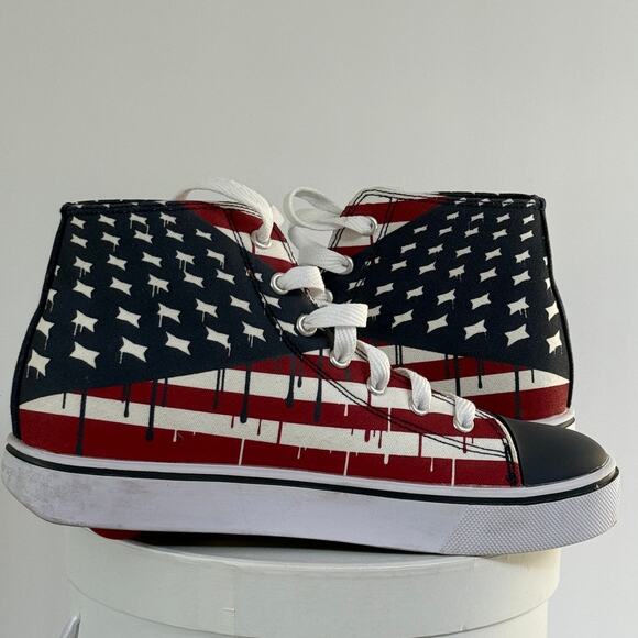 Heelys Hustle American Flag Skate Shoes Mens 8 Red White Blue Hi Top Wheeled EUC main image 7